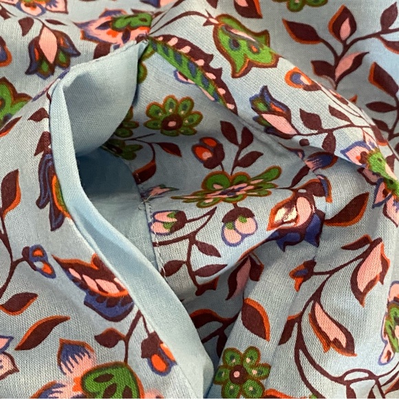 Boden Periwinkle Blue Floral Sleeveless Smocked Belted Cotton Mini Dress Size 6 - Picture 8 of 11